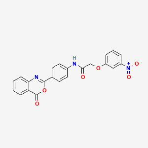 2-(3-nitrophenoxy)-N-[4-(4-oxo-4H-3,1-benzoxazin-2-yl)phenyl]acetamide
