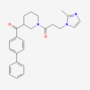molecular formula C25H27N3O2 B6138415 4-biphenylyl{1-[3-(2-methyl-1H-imidazol-1-yl)propanoyl]-3-piperidinyl}methanone 