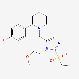 molecular formula C20H28FN3O3S B6138449 1-{[2-(ethylsulfonyl)-1-(2-methoxyethyl)-1H-imidazol-5-yl]methyl}-2-(4-fluorophenyl)piperidine 