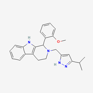 molecular formula C25H28N4O B6138454 2-[(5-isopropyl-1H-pyrazol-3-yl)methyl]-1-(2-methoxyphenyl)-2,3,4,9-tetrahydro-1H-beta-carboline 