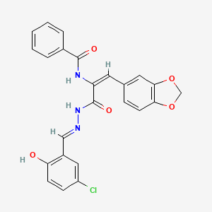 molecular formula C24H18ClN3O5 B6138502 N-(2-(1,3-benzodioxol-5-yl)-1-{[2-(5-chloro-2-hydroxybenzylidene)hydrazino]carbonyl}vinyl)benzamide 