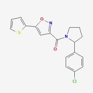 molecular formula C18H15ClN2O2S B6138530 3-{[2-(4-chlorophenyl)-1-pyrrolidinyl]carbonyl}-5-(2-thienyl)isoxazole 