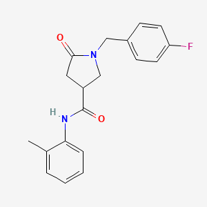 molecular formula C19H19FN2O2 B6138535 1-(4-fluorobenzyl)-N-(2-methylphenyl)-5-oxo-3-pyrrolidinecarboxamide 