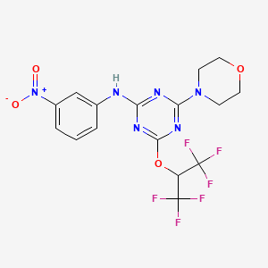 molecular formula C16H14F6N6O4 B6138557 4-(4-morpholinyl)-N-(3-nitrophenyl)-6-[2,2,2-trifluoro-1-(trifluoromethyl)ethoxy]-1,3,5-triazin-2-amine 
