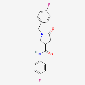 molecular formula C18H16F2N2O2 B6138564 1-(4-fluorobenzyl)-N-(4-fluorophenyl)-5-oxo-3-pyrrolidinecarboxamide 