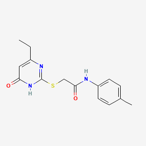 molecular formula C15H17N3O2S B6138593 2-[(4-ethyl-6-oxo-1,6-dihydro-2-pyrimidinyl)thio]-N-(4-methylphenyl)acetamide 