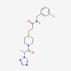 molecular formula C20H26ClN5O2 B6138610 N-(3-chlorobenzyl)-3-{1-[2-(1H-1,2,4-triazol-1-yl)propanoyl]-4-piperidinyl}propanamide 