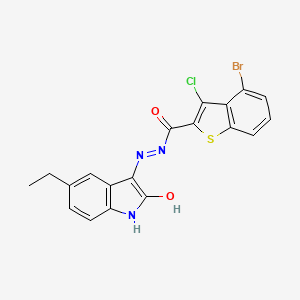 4-bromo-3-chloro-N'-(5-ethyl-2-oxo-1,2-dihydro-3H-indol-3-ylidene)-1-benzothiophene-2-carbohydrazide