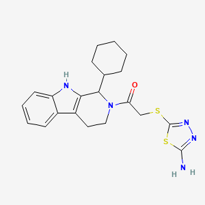 molecular formula C21H25N5OS2 B6138623 5-{[2-(1-cyclohexyl-1,3,4,9-tetrahydro-2H-beta-carbolin-2-yl)-2-oxoethyl]thio}-1,3,4-thiadiazol-2-amine 