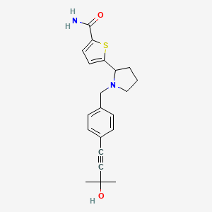 molecular formula C21H24N2O2S B6138652 5-{1-[4-(3-hydroxy-3-methyl-1-butyn-1-yl)benzyl]-2-pyrrolidinyl}-2-thiophenecarboxamide 