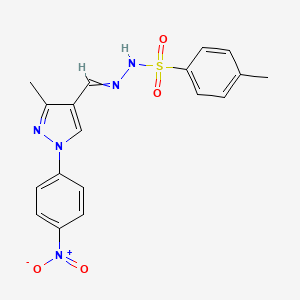 molecular formula C18H17N5O4S B6138660 4-methyl-N'-{[3-methyl-1-(4-nitrophenyl)-1H-pyrazol-4-yl]methylene}benzenesulfonohydrazide 
