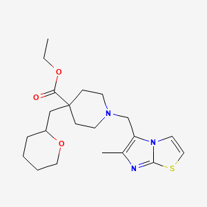 molecular formula C21H31N3O3S B6138684 ethyl 1-[(6-methylimidazo[2,1-b][1,3]thiazol-5-yl)methyl]-4-(tetrahydro-2H-pyran-2-ylmethyl)-4-piperidinecarboxylate 
