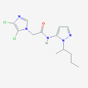 molecular formula C13H17Cl2N5O B6138692 2-(4,5-dichloro-1H-imidazol-1-yl)-N-[1-(1-methylbutyl)-1H-pyrazol-5-yl]acetamide 