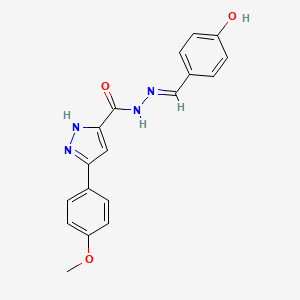 molecular formula C18H16N4O3 B6138748 N'-(4-hydroxybenzylidene)-3-(4-methoxyphenyl)-1H-pyrazole-5-carbohydrazide 