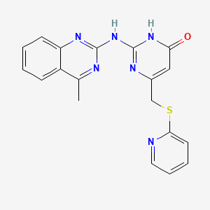 molecular formula C19H16N6OS B6138756 2-[(4-methyl-2-quinazolinyl)amino]-6-[(2-pyridinylthio)methyl]-4(3H)-pyrimidinone 