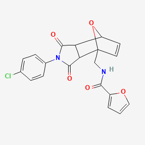 molecular formula C20H15ClN2O5 B6138793 N-{[4-(4-chlorophenyl)-3,5-dioxo-10-oxa-4-azatricyclo[5.2.1.0~2,6~]dec-8-en-1-yl]methyl}-2-furamide 
