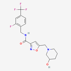 molecular formula C18H19F4N3O3 B6138820 N-[2-fluoro-4-(trifluoromethyl)benzyl]-5-[(3-hydroxy-1-piperidinyl)methyl]-3-isoxazolecarboxamide 