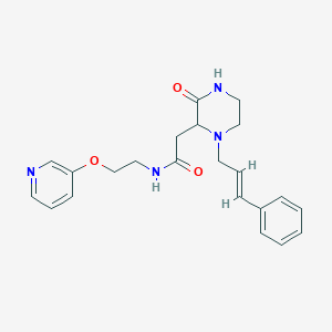 molecular formula C22H26N4O3 B6138846 2-{3-oxo-1-[(2E)-3-phenyl-2-propen-1-yl]-2-piperazinyl}-N-[2-(3-pyridinyloxy)ethyl]acetamide 