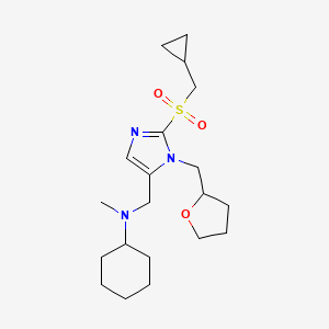 molecular formula C20H33N3O3S B6138888 N-{[2-[(cyclopropylmethyl)sulfonyl]-1-(tetrahydro-2-furanylmethyl)-1H-imidazol-5-yl]methyl}-N-methylcyclohexanamine 