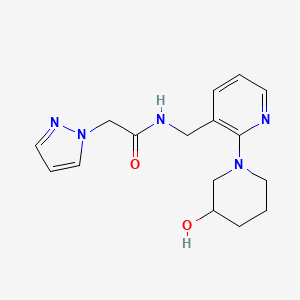 molecular formula C16H21N5O2 B6138916 N-{[2-(3-hydroxy-1-piperidinyl)-3-pyridinyl]methyl}-2-(1H-pyrazol-1-yl)acetamide 