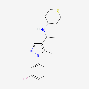 molecular formula C17H22FN3S B6138919 N-{1-[1-(3-fluorophenyl)-5-methyl-1H-pyrazol-4-yl]ethyl}tetrahydro-2H-thiopyran-4-amine 