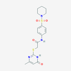molecular formula C18H22N4O4S2 B6138961 2-[(4-hydroxy-6-methyl-2-pyrimidinyl)thio]-N-[4-(1-piperidinylsulfonyl)phenyl]acetamide 