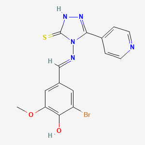 molecular formula C15H12BrN5O2S B6138980 2-bromo-4-({[3-mercapto-5-(4-pyridinyl)-4H-1,2,4-triazol-4-yl]imino}methyl)-6-methoxyphenol 