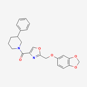 molecular formula C23H22N2O5 B6139003 1-({2-[(1,3-benzodioxol-5-yloxy)methyl]-1,3-oxazol-4-yl}carbonyl)-3-phenylpiperidine 