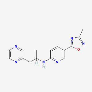 molecular formula C15H16N6O B6139032 5-(3-methyl-1,2,4-oxadiazol-5-yl)-N-[1-methyl-2-(2-pyrazinyl)ethyl]-2-pyridinamine 