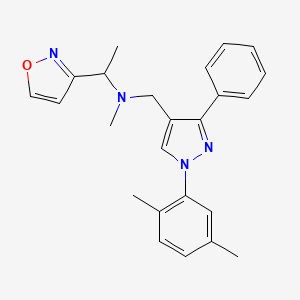 molecular formula C24H26N4O B6139077 N-{[1-(2,5-dimethylphenyl)-3-phenyl-1H-pyrazol-4-yl]methyl}-1-(3-isoxazolyl)-N-methylethanamine 