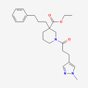 ethyl 1-[3-(1-methyl-1H-pyrazol-4-yl)propanoyl]-3-(3-phenylpropyl)-3-piperidinecarboxylate