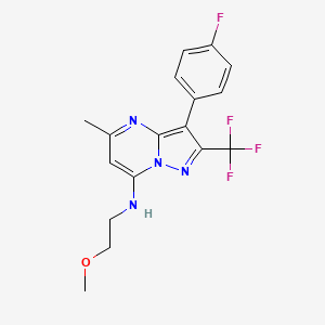 molecular formula C17H16F4N4O B6139113 3-(4-fluorophenyl)-N-(2-methoxyethyl)-5-methyl-2-(trifluoromethyl)pyrazolo[1,5-a]pyrimidin-7-amine 