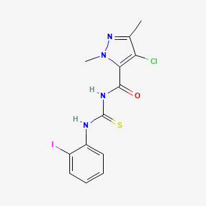 molecular formula C13H12ClIN4OS B6139137 4-chloro-N-{[(2-iodophenyl)amino]carbonothioyl}-1,3-dimethyl-1H-pyrazole-5-carboxamide 