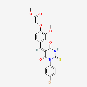 molecular formula C21H17BrN2O6S B6139170 methyl (4-{[1-(4-bromophenyl)-4,6-dioxo-2-thioxotetrahydro-5(2H)-pyrimidinylidene]methyl}-2-methoxyphenoxy)acetate 