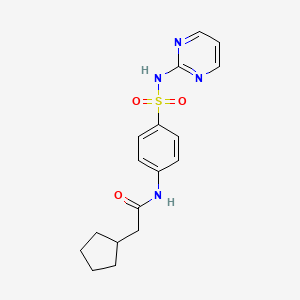 molecular formula C17H20N4O3S B6139181 2-cyclopentyl-N-{4-[(2-pyrimidinylamino)sulfonyl]phenyl}acetamide 