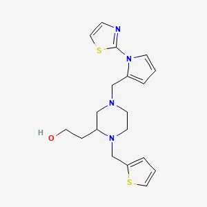 molecular formula C19H24N4OS2 B6139186 2-[4-{[1-(1,3-thiazol-2-yl)-1H-pyrrol-2-yl]methyl}-1-(2-thienylmethyl)-2-piperazinyl]ethanol 