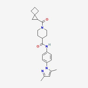 molecular formula C24H30N4O2 B6139211 N-[4-(3,5-dimethyl-1H-pyrazol-1-yl)phenyl]-1-(spiro[2.3]hex-1-ylcarbonyl)-4-piperidinecarboxamide 
