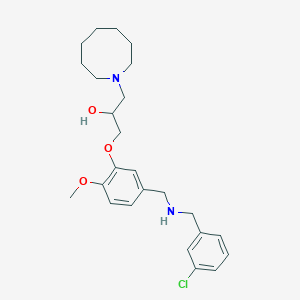 molecular formula C25H35ClN2O3 B6139219 1-(1-azocanyl)-3-(5-{[(3-chlorobenzyl)amino]methyl}-2-methoxyphenoxy)-2-propanol 