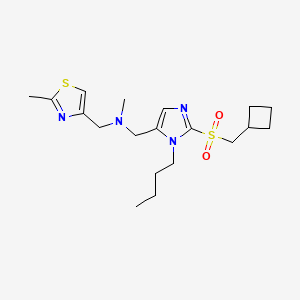 molecular formula C19H30N4O2S2 B6139233 ({1-butyl-2-[(cyclobutylmethyl)sulfonyl]-1H-imidazol-5-yl}methyl)methyl[(2-methyl-1,3-thiazol-4-yl)methyl]amine 