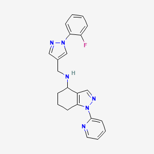 molecular formula C22H21FN6 B6139261 N-{[1-(2-fluorophenyl)-1H-pyrazol-4-yl]methyl}-1-(2-pyridinyl)-4,5,6,7-tetrahydro-1H-indazol-4-amine 