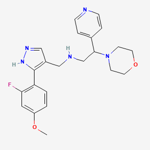 molecular formula C22H26FN5O2 B6139288 N-{[3-(2-fluoro-4-methoxyphenyl)-1H-pyrazol-4-yl]methyl}-2-(4-morpholinyl)-2-(4-pyridinyl)ethanamine 