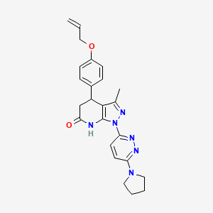 molecular formula C24H26N6O2 B6139293 4-[4-(allyloxy)phenyl]-3-methyl-1-[6-(1-pyrrolidinyl)-3-pyridazinyl]-1,4,5,7-tetrahydro-6H-pyrazolo[3,4-b]pyridin-6-one 
