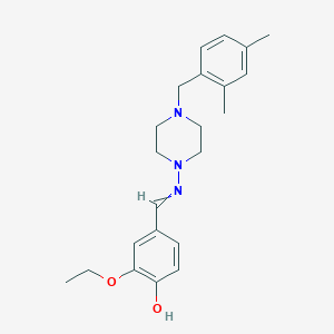 molecular formula C22H29N3O2 B6139307 4-({[4-(2,4-dimethylbenzyl)-1-piperazinyl]imino}methyl)-2-ethoxyphenol 