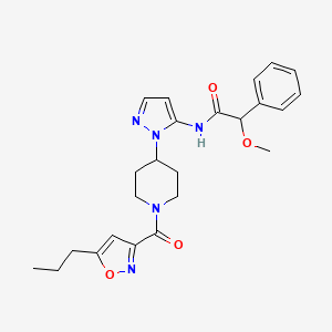 molecular formula C24H29N5O4 B6139314 2-methoxy-2-phenyl-N-(1-{1-[(5-propyl-3-isoxazolyl)carbonyl]-4-piperidinyl}-1H-pyrazol-5-yl)acetamide 