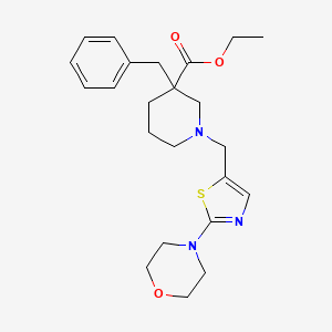 molecular formula C23H31N3O3S B6139353 ethyl 3-benzyl-1-{[2-(4-morpholinyl)-1,3-thiazol-5-yl]methyl}-3-piperidinecarboxylate 