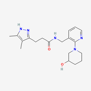 molecular formula C19H27N5O2 B6139364 3-(3,4-dimethyl-1H-pyrazol-5-yl)-N-{[2-(3-hydroxy-1-piperidinyl)-3-pyridinyl]methyl}propanamide 