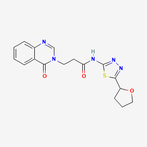 molecular formula C17H17N5O3S B6139368 3-(4-oxo-3(4H)-quinazolinyl)-N-[5-(tetrahydro-2-furanyl)-1,3,4-thiadiazol-2-yl]propanamide 