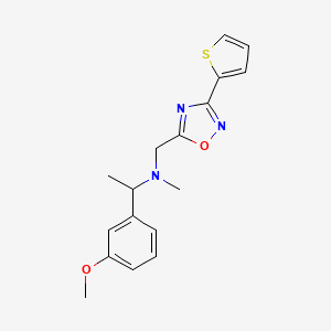 molecular formula C17H19N3O2S B6139383 1-(3-methoxyphenyl)-N-methyl-N-{[3-(2-thienyl)-1,2,4-oxadiazol-5-yl]methyl}ethanamine 