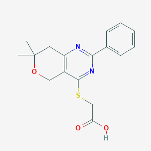 molecular formula C17H18N2O3S B6139470 [(7,7-dimethyl-2-phenyl-7,8-dihydro-5H-pyrano[4,3-d]pyrimidin-4-yl)thio]acetic acid 