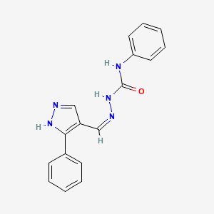 molecular formula C17H15N5O B6139510 3-phenyl-1H-pyrazole-4-carbaldehyde N-phenylsemicarbazone 